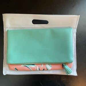 Rachel Pally Teal and Peach Clutch